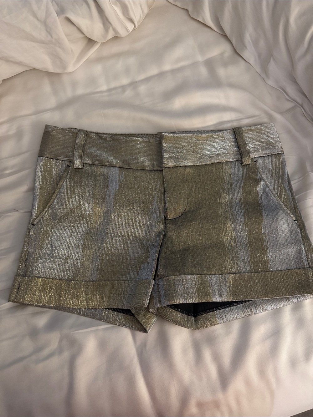 Metallic Silver Women's Dress Shorts